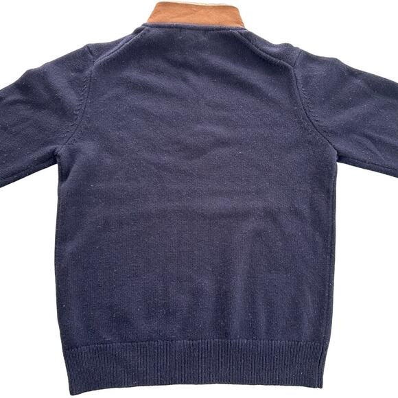Orvis Men's Navy Blue Lambswool 1/4 Zip Sweater Size Medium Sherpa Collar - Picture 5 of 6